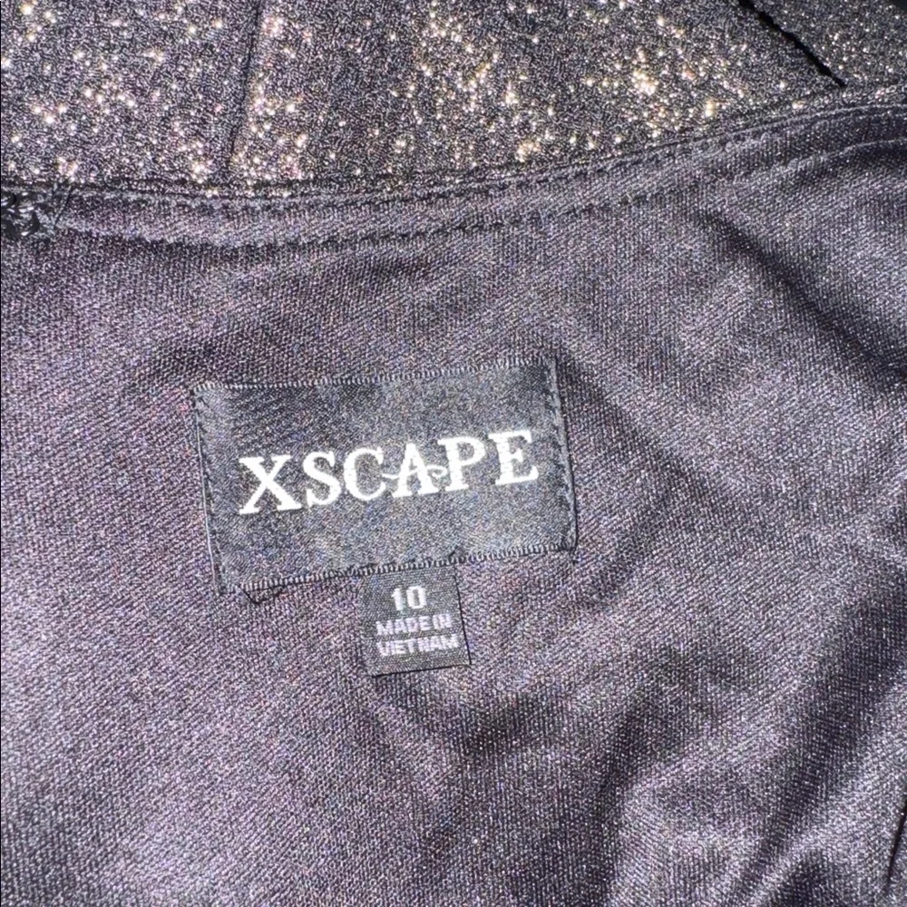 XSCAPE Women's Ruched Foil-Knit Long-Sleeve Formal Gown Black/Gold 10 New
